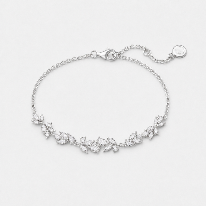 Crystal Flower Bracelet with Adjustable Chain