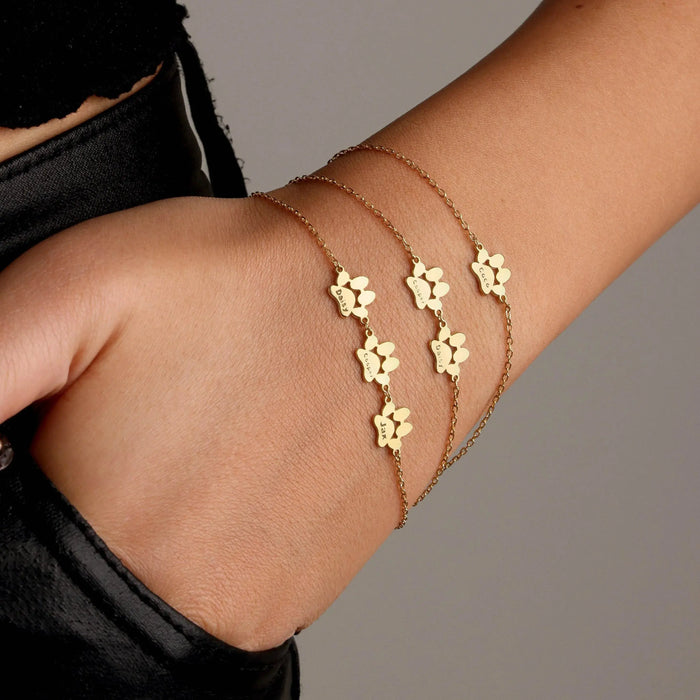 Paw Print Chain Bracelet with Engraving