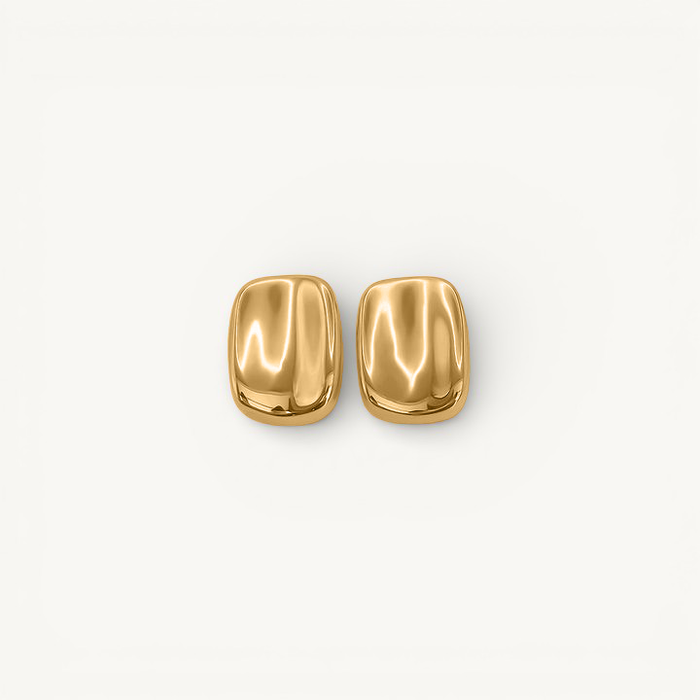 Gold-Plated Rectangular Stud Earrings for Everyday