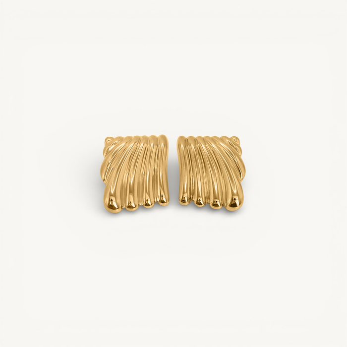 Women's Fan-Shaped Hoop Earrings with Textured Finish