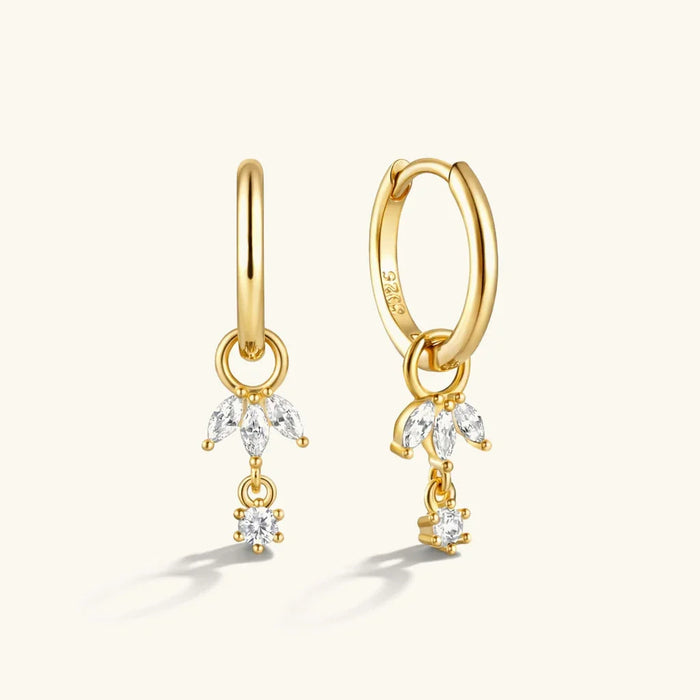 Women's Hoop Earrings with Detachable Cubic Zirconia Charm
