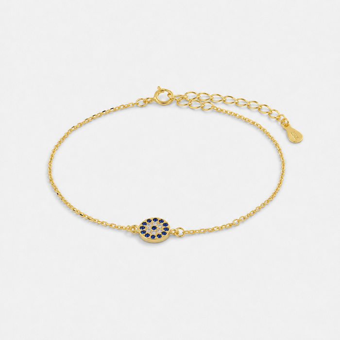 Gold Vermeil Evil Eye Pavé Bracelet Adjustable Chain