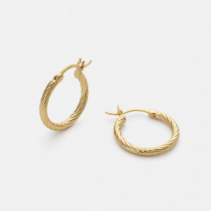 Twisted Hoop Earrings 20mm Gold-Plated 925 Sterling Silver