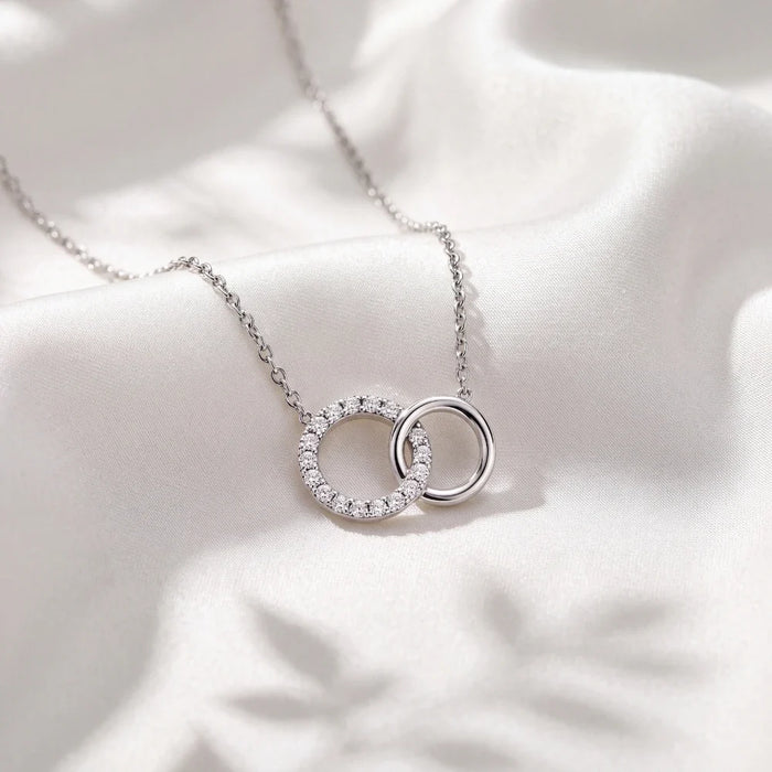 Silver Interlocking Circle Necklace Mother Daughter