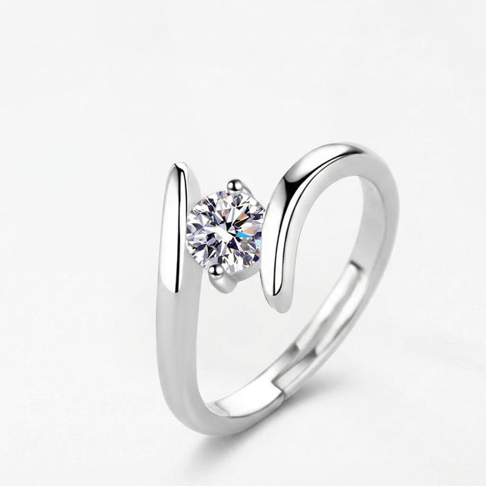Women's Sterling Silver Adjustable Ring with Cubic Zirconia