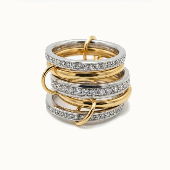 Two-Tone Pavé Diamond Stacked Ring with Loop Detail