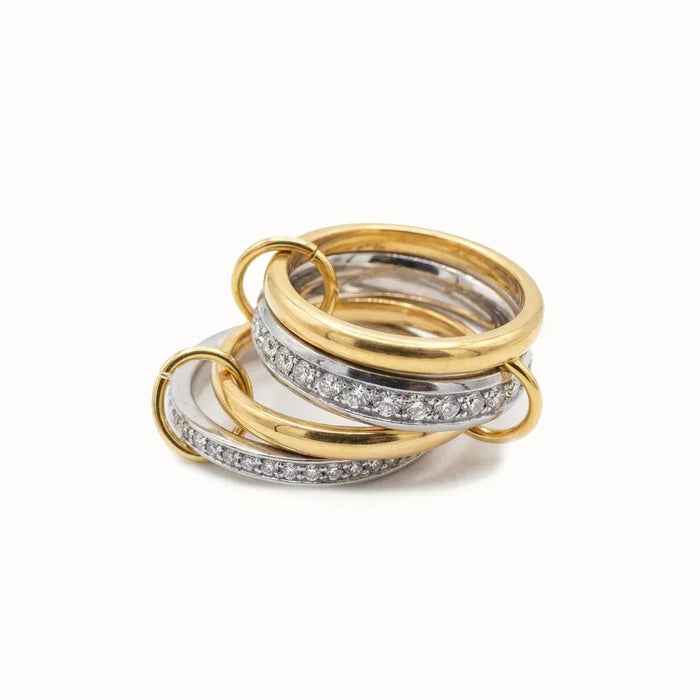 Two-Tone Stacked Ring with Diamond Detail