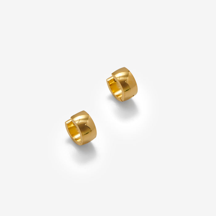 Wide Hoop Earrings with Polished Finish and Hinged Clasp