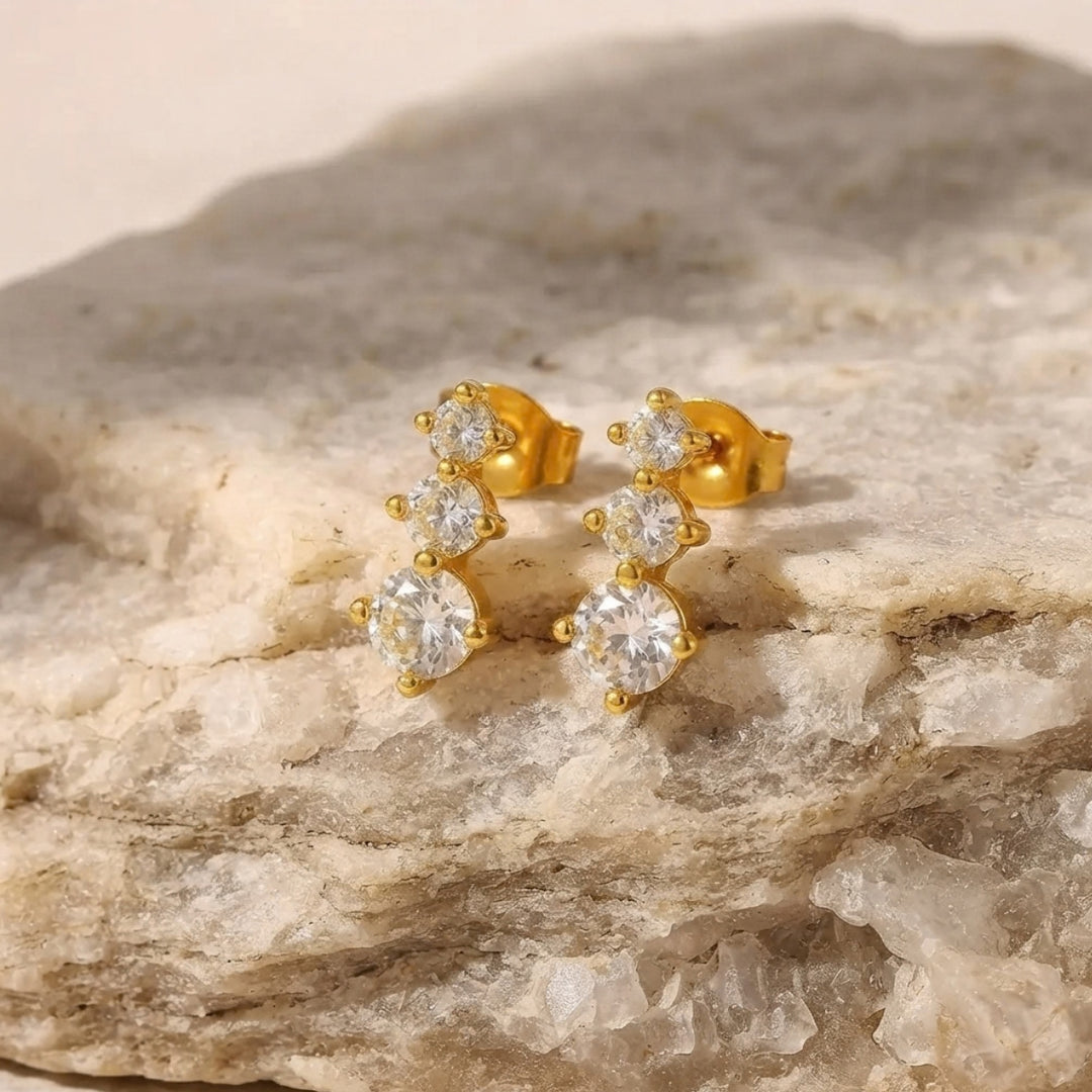 Gold-Plated Cubic Zirconia Stud Earrings for Women