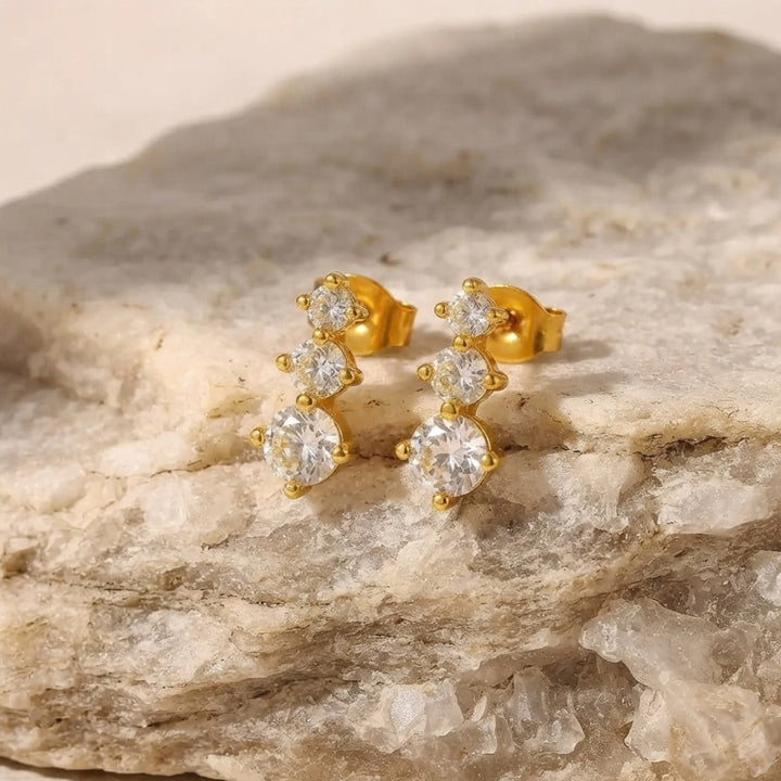 Gold-Plated Cubic Zirconia Stud Earrings for Women