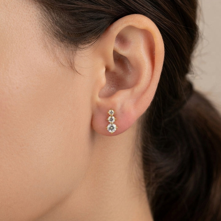Gold-Plated Cubic Zirconia Stud Earrings for Women