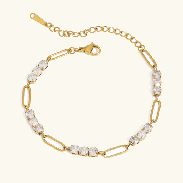 Diamond-Link Chain Bracelet with Adjustable Extender