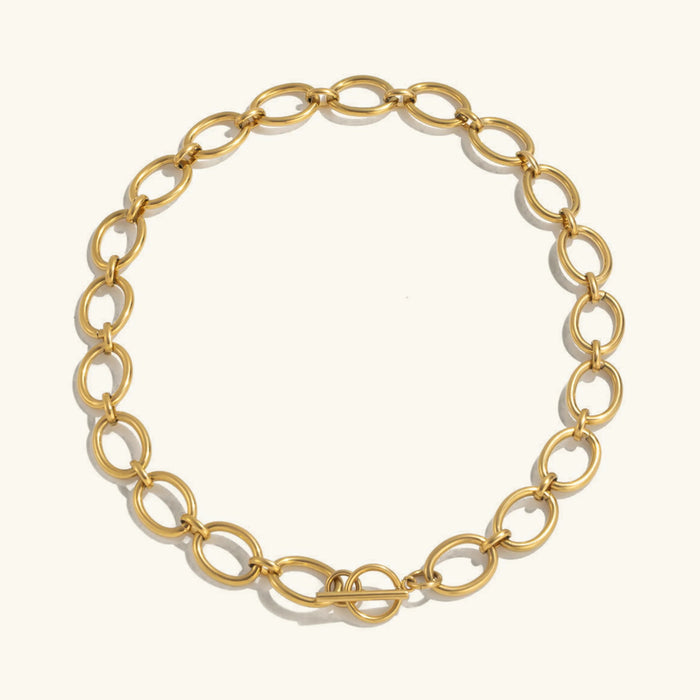 Chunky Chain Necklace with Toggle Clasp for Layering