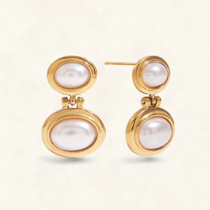 Freshwater Pearl Drop Earrings Gold-Tone Stud Post