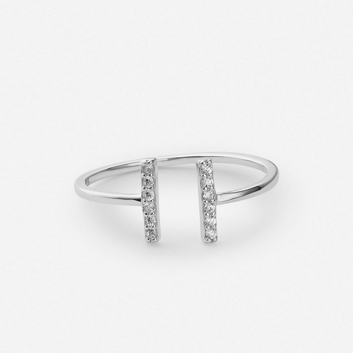 Women's Pavé Bar Open Ring Adjustable Statement