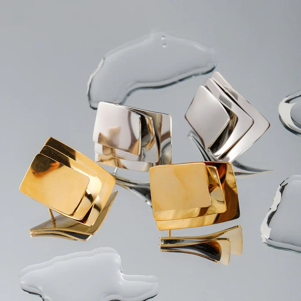 Gold-Plated Geometric Hypoallergenic Earrings