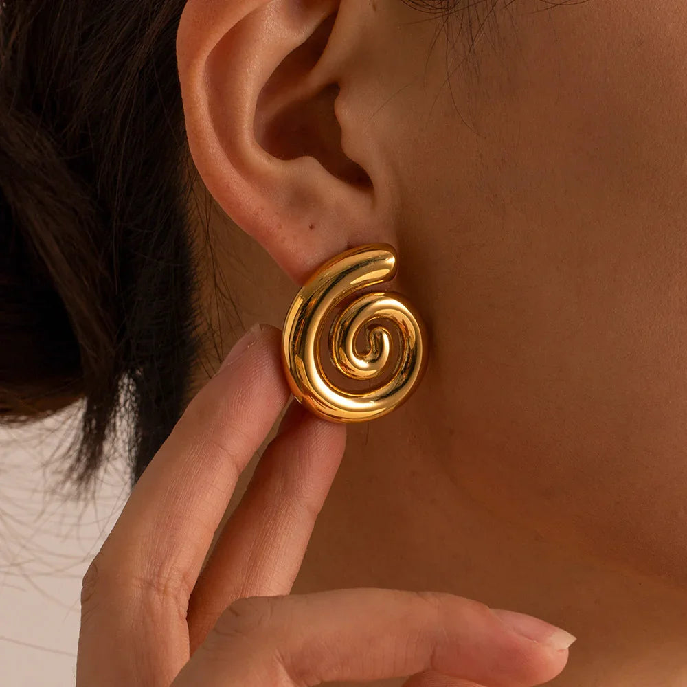 Gold-Plated Spiral Earrings