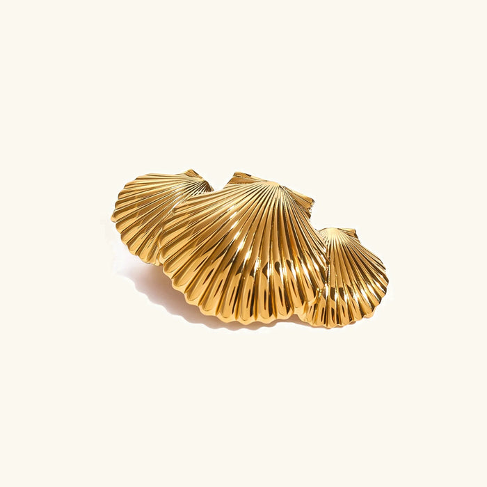 Women's Gold Seashell Hair Clip with Triple Shell Design
