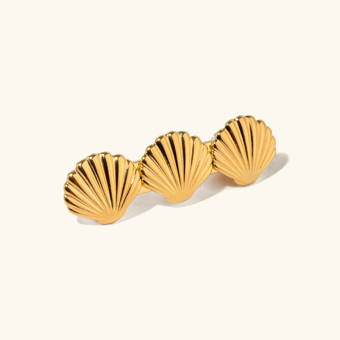 Seashell Hair Clip Gold-Tone Ribbed Shell Design