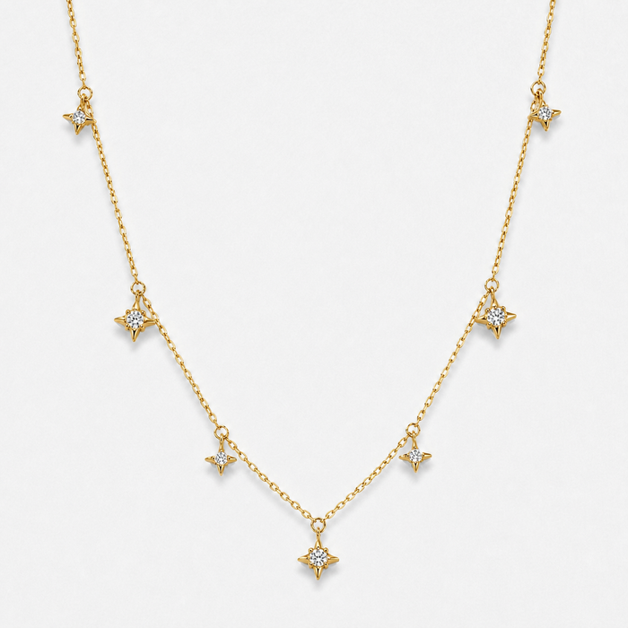 Women's Gold Crystal Star Pendant Necklace Dainty