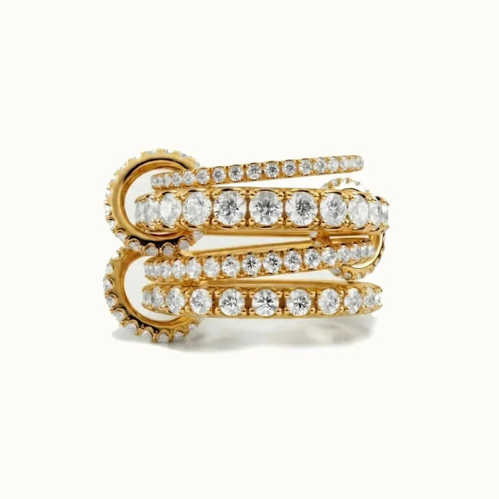 Stacked Diamond Ring with Four Interlocked Bands