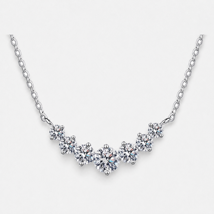 Sterling Silver Zircon Curved Pendant Necklace