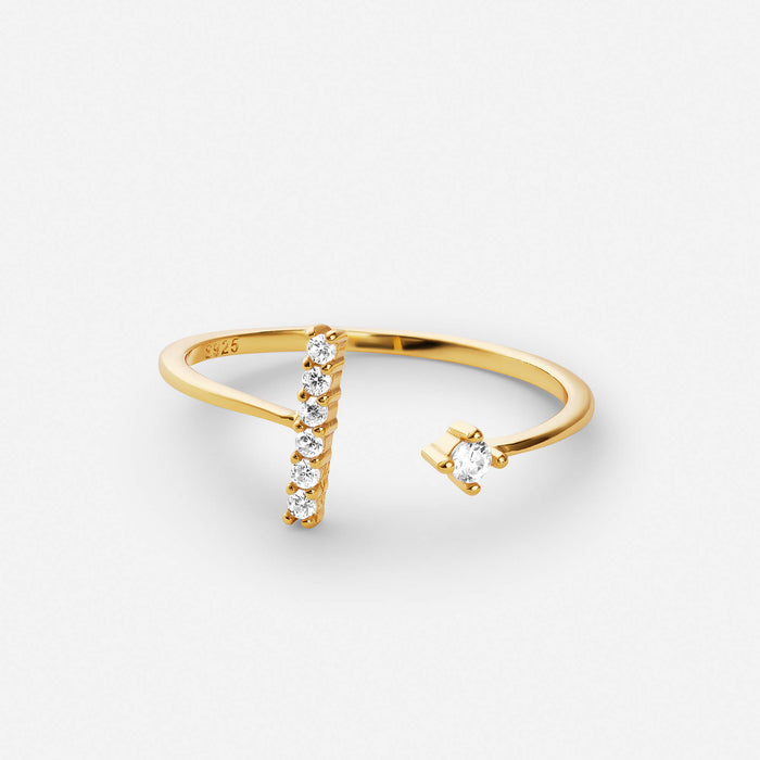Statement Stone Ring Adjustable with Crystal Detail